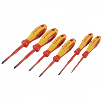 Draper 00 20 12 V04 Knipex 00 20 12 VO4 VDE Insulated Slotted/Phillips®/Pozidriv® Screwdriver Set (6 Piece) - Code: 90235 - Pack Qty 1