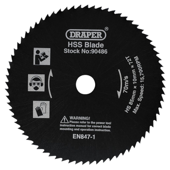 Draper CSB85P/HSS HSS Saw Blade, 85mm - Code: 90486 - Pack Qty 1