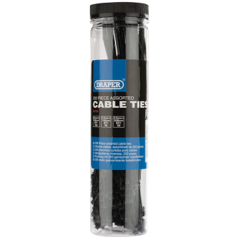 Draper CTT1 Assorted Nylon Cable Tie Pack (200 Piece) - Code: 90725 - Pack Qty 1