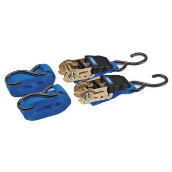 Draper RTDS250C/2 Ratchet Tie Down Straps, 4.5m x 25mm, 225kg (2 Piece) - Code: 92769 - Pack Qty 1