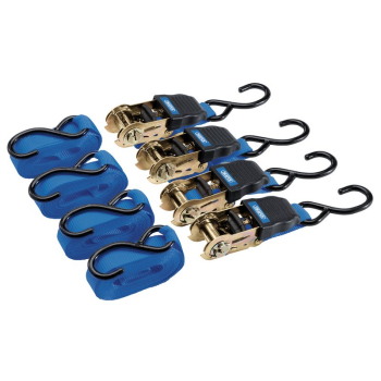 Draper RTDS250C/4 Ratchet Tie Down Straps, 4.5m x 25mm, 225kg (4 Piece) - Code: 92771 - Pack Qty 1
