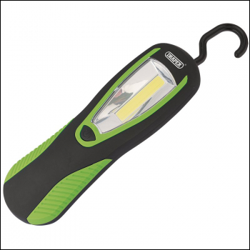 Draper WLCOB/G COB LED Work Light with Magnetic Back and Hanging Hook, 3W, 200 Lumens, Green, 3 x AA Batteries Supplied - Code: 94520 - Pack Qty 12