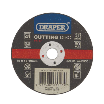 Draper CGF2 Metal Cutting Disc, 75 x 1 x 10mm - Code: 94767 - Pack Qty 1