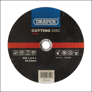 Draper CGF16 Flat Stone Cutting Disc, 230 x 2.5 x 22.23mm - Code: 94782 - Pack Qty 1