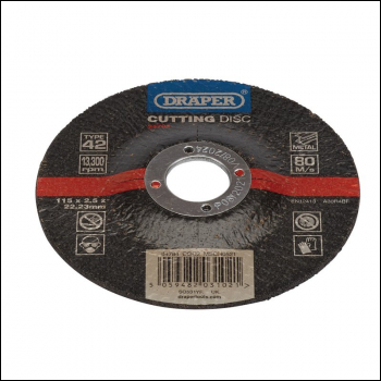 Draper CGD2 DPC Metal Cutting Disc, 115 x 2.5 x 22.23mm - Code: 94784 - Pack Qty 1