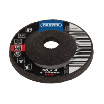 Draper CGD4 DPC Metal Grinding Disc, 50 x 4 x 10mm - Code: 94791 - Pack Qty 1