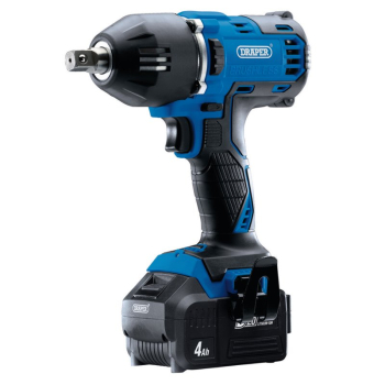 Draper D20IW400SET/2 D20 20V Brushless Mid-Torque Impact Wrench, 1/2 inch  Sq. Dr., 400Nm, 2 x 4.0Ah Batteries, 1 x Charger - Code: 99251 - Pack Qty 1