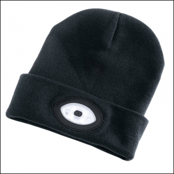 Draper BT-B Beanie Hat with Rechargeable Torch, One Size, 1W, 100 Lumens, Black - Code: 99521 - Pack Qty 1