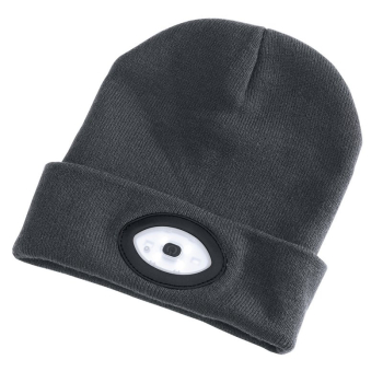Draper BT-G Beanie Hat with Rechargeable Torch, One Size, 1W, 100 Lumens, Grey - Code: 99522 - Pack Qty 1