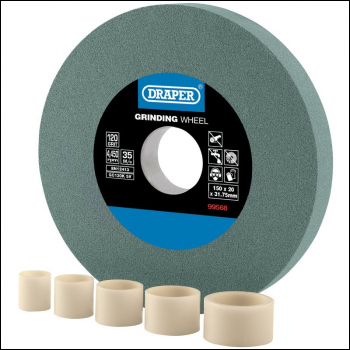 Draper BG15020S Silicon Carbide Bench Grinding Wheel, 150 x 20mm, 120 Grit - Code: 99568 - Pack Qty 1