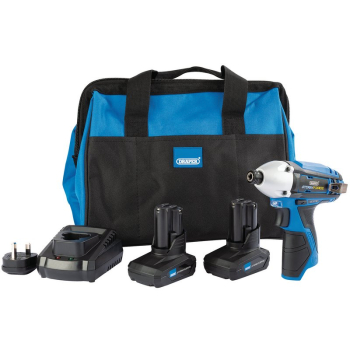 Draper PTKIDK10/4 Draper Storm Force 10.8V Power Interchange Impact Driver Kit, 2 x 4.0Ah Batteries, 1 x Charger, 1 x Bag - Discontinued - Discontinued - Code: 99723 - Pack Qty 1