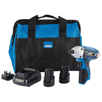 Draper PTKIDK10 Draper Storm Force® 10.8V Power Interchange Impact Driver Kit, 2 x 1.5Ah Batteries, 1 x Charger, 1 x Bag - Discontinued - Discontinued - Code: 99724 - Pack Qty 1