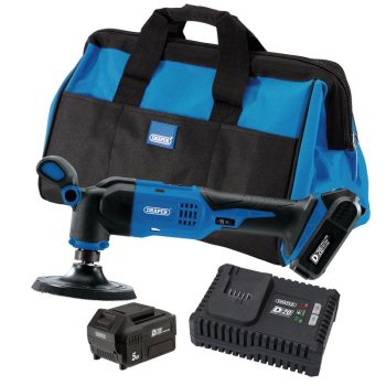 Draper *D20K3 D20 20V Dual Action Polisher Kit, 125mm, 2 x 5.0Ah Battery, 1 x Fast Charger - Code: 99731 - Pack Qty 1