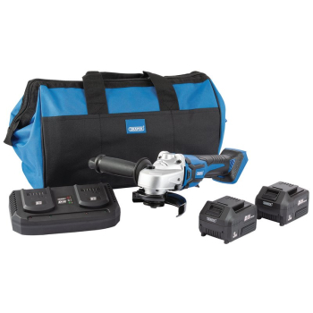 Draper PTKD20K7 D20 20V Brushless Grinder, 115mm, 2 x 3.0Ah Batteries, 1 x Twin Charger, 1 x Bag - Code: 99734 - Pack Qty 1