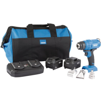 Draper PTKD20K10 D20 20V Heat Gun, 2 x 3.0 Ah Batteries, 1 x Twin Charger, 1 x Bag - Code: 99738 - Pack Qty 1