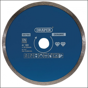 Draper DBC3 Continuous Diamond Blade, 180mm - Code: 99780 - Pack Qty 1