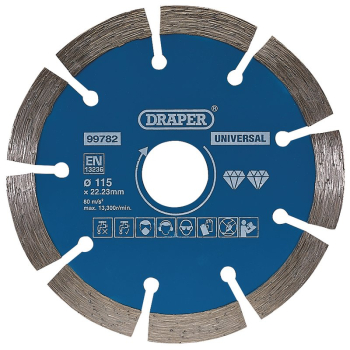 Draper DBS1 Segmented Diamond Blade, 115mm - Code: 99782 - Pack Qty 1