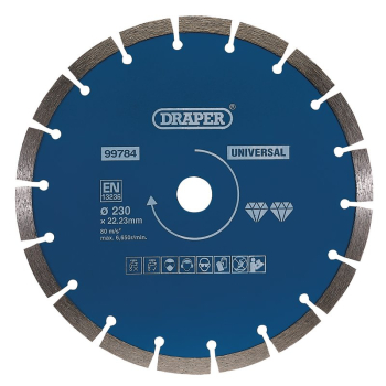 Draper DBS3 Segmented Diamond Blade, 230mm - Code: 99784 - Pack Qty 1