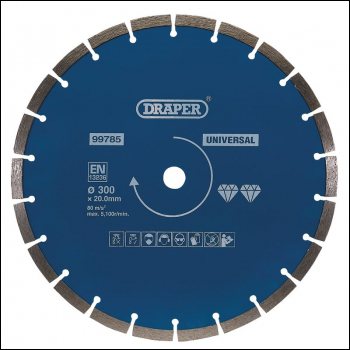 Draper DBS4 Segmented Diamond Blade, 300mm - Code: 99785 - Pack Qty 1