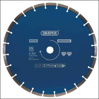 Draper DBS5 Segmented Diamond Blade, 350mm - Code: 99786 - Pack Qty 1