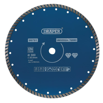 Draper DBT4 Turbo Diamond Blade, 300mm - Code: 99791 - Pack Qty 1