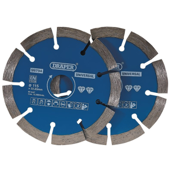 Draper DBP1 Segmented Diamond Blade, 115mm (Pack of 2) - Code: 99794 - Pack Qty 1