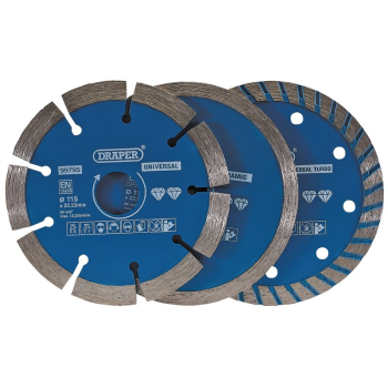 Draper DBP2 Diamond Blade Set, 115mm (3 Piece) - Code: 99795 - Pack Qty 1
