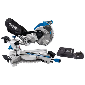 Draper PTKCPKIT2A D20 20V Brushless Sliding Compound Mitre Saw, 185mm, 1 x 5.0Ah Battery, 1 x Fast Charger - Code: 99970 - Pack Qty 1