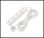 Draper EL45N13AW 4 Way White Extension Lead, 5m - Code: 30899 - Pack Qty 1