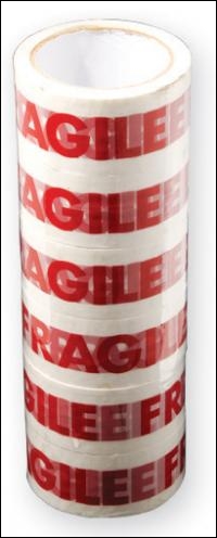 Everbuild Fragile Stationery Tape - Red/white - 50mm X 66mtr - Box Of 36