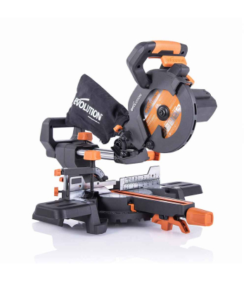 Evolution R185SMS+ 185mm Sliding Compound Mitre Saw With TCT Multi-Material Cutting Blade (230V)