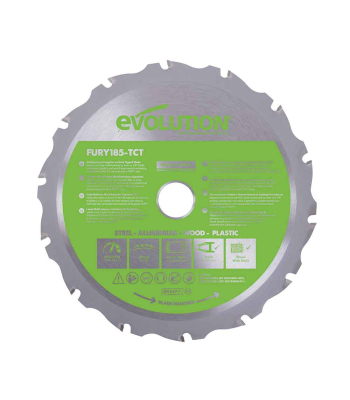 Evolution 185mm Multi-Material Cutting 16T Circular Saw Blade to suit R185SMS & R185SMS+