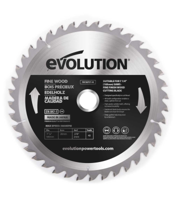 Evolution 185mm Fine Wood Mitre/Circular Saw Blade 40T to suit R185SMS & R185SMS+