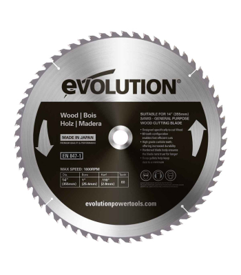 Evolution 355mm Wood Cutting Chop Saw Blade (Promo) to suit S355CPS & R355CPS