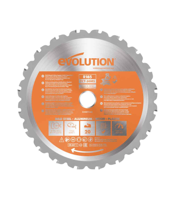 Evolution 185mm Multi-Material Cutting 20T Mitre Saw Blade to suit R185SMS & R185SMS+