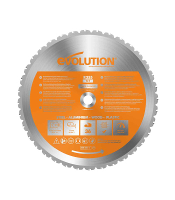 Evolution 355mm Multi-Material Cutting 36T Chop Saw Blade to suit Rage2 & R355CPS