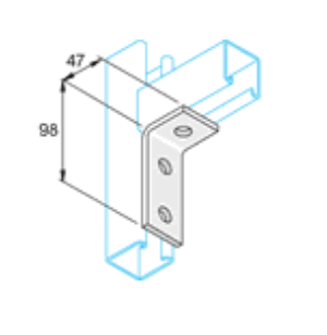 Unistrut P1346 2+1 Hole Pre-galvanised Angle Bracket 47mm x 98mm (per 100)