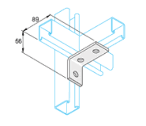 Unistrut P1458 2+1 Hole Pre-galvanised Angle Bracket 56mm x 89mm (per 100)