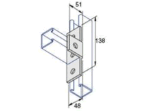 Unistrut P1033 3+1 Hole Pre-galvanised 90� Tee Angle Bracket (per 100)