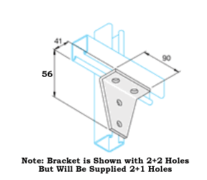 Unistrut 2+1 Hole Pre-galvanised Angle Bracket (SW,A,U) (per 100)