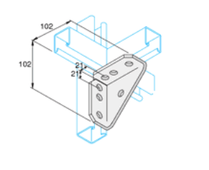 Unistrut P2484 3+3+1 Hole Pre-galvanised Angle Bracket 7 Hole Supported (per 100)