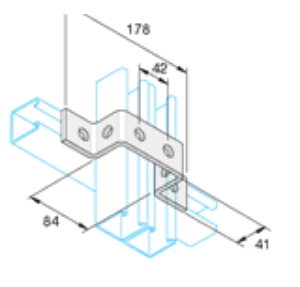 Unistrut P1043 Double Wide Top Hat Bracket 6 Holes (SW) (per 100)