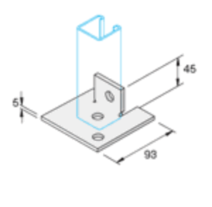 Unistrut P2072-S2 Pre-galvanised Single Base Plate C/W (SW,A,U) (per 100)