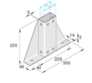 Unistrut Pre-galvanised Double Delta Base Bracket 41/82