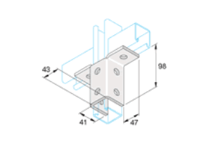 Unistrut P2346 Pre-galvanised Clasping 'T' Bracket 41/41 (per 100)