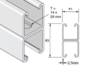 Unistrut 41/41 Slotted Pre-galvanised Back to Back Channel (3.0M Length)