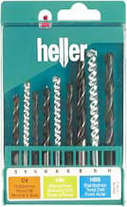 Heller 9 Piece Universal Drill Bit Set Cassette - Masonry, HSS & Wood