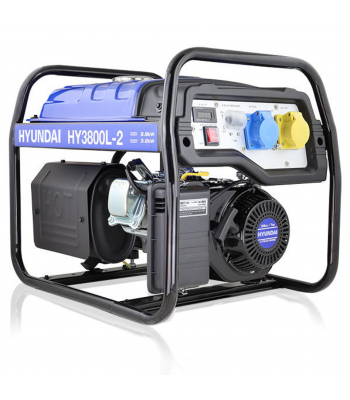 Hyundai HY3800L-2 Recoil Start Site Petrol Generator 3.2kW - 115/230v Long Run Tank