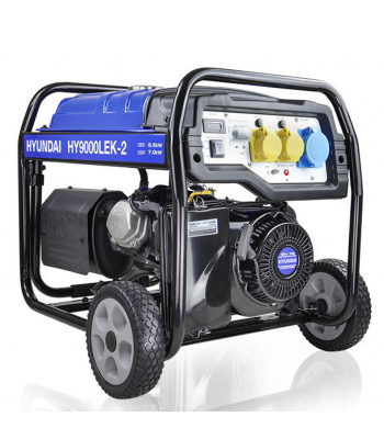 Hyundai HY9000LEK-2 Recoil & Electric Start Site Petrol Generator 7.5kW 115v/230v (long run tank + wheel kit)