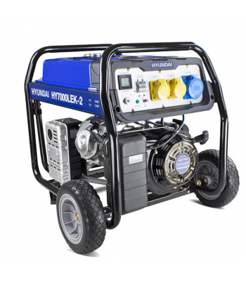 Hyundai HY7000LEK-2 5.5kW / 6.8kVa Recoil & Electric Start Site Petrol Generator 115v/230v (long run tank + wheel kit)